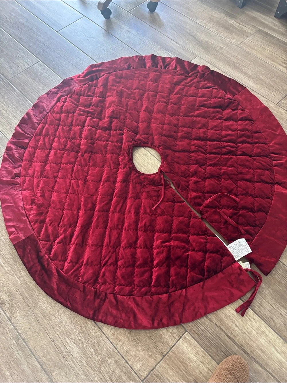 Pottery Barn Red Quilted Velvet Tree Skirt